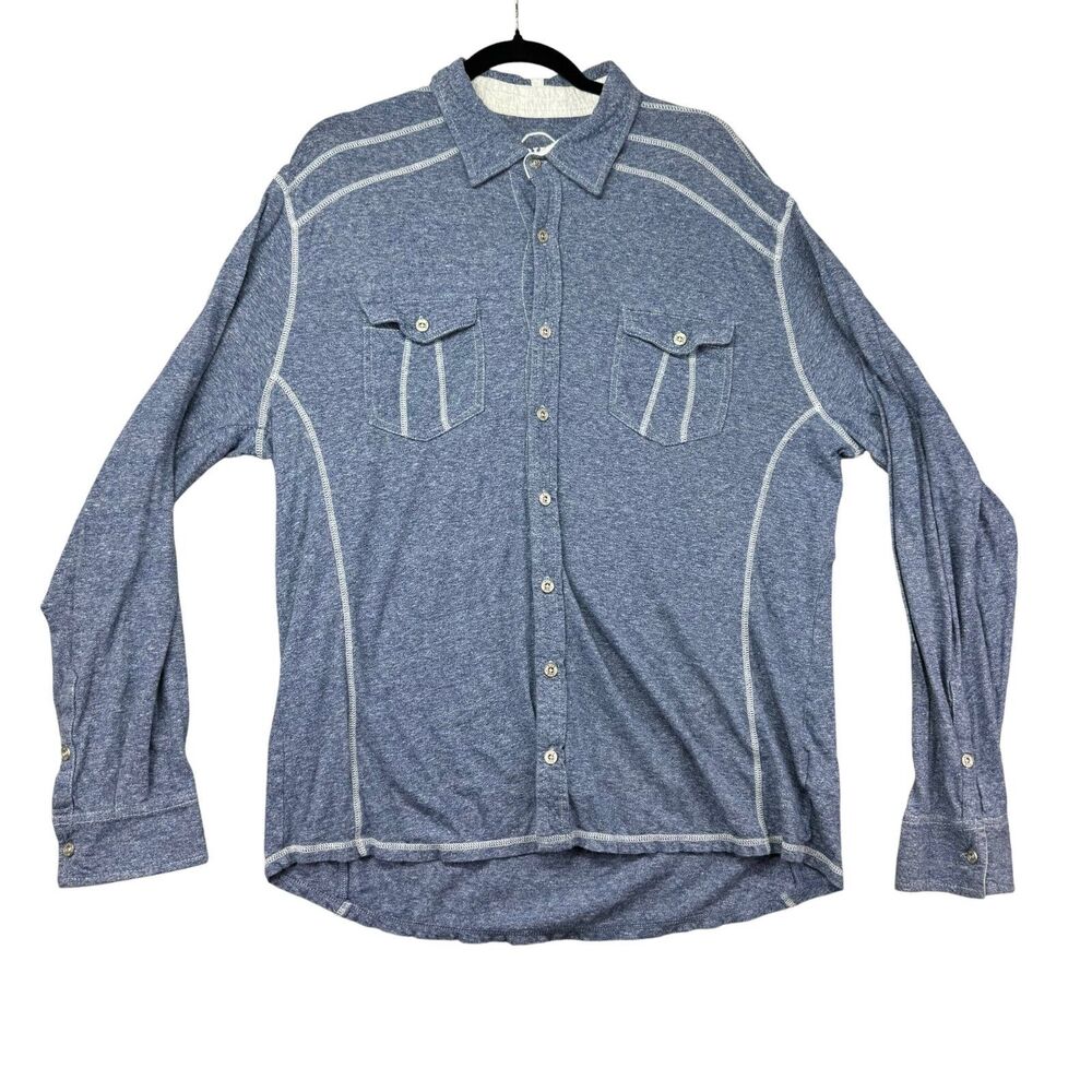 BKE Shirt Men's Extra Large Blue Long Sleeve Button Up Soft Stretch Buckle Top